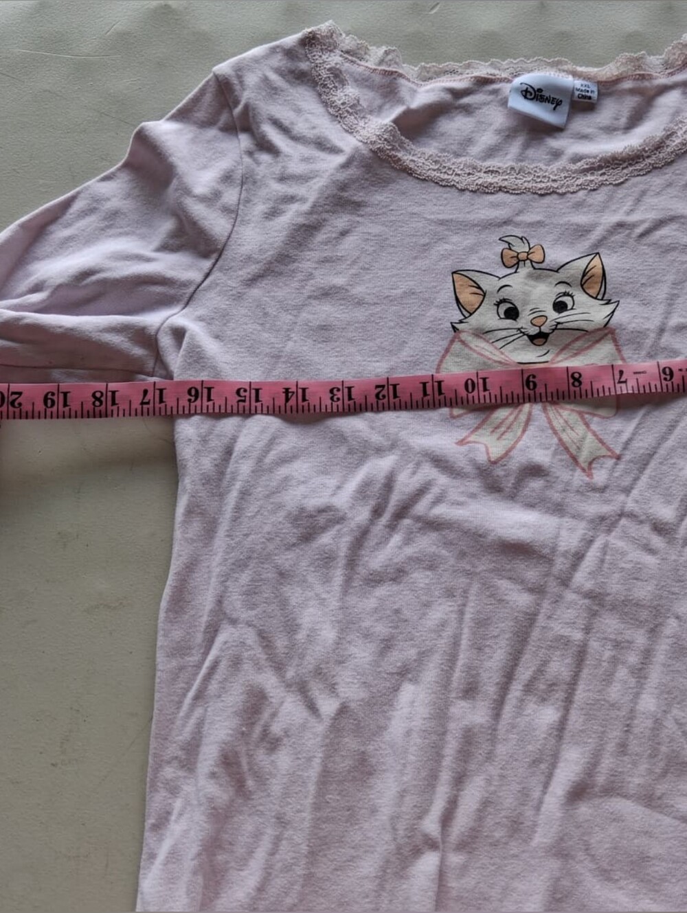 Disney Light Pink Long Sleeve Tee with Cat Graphic